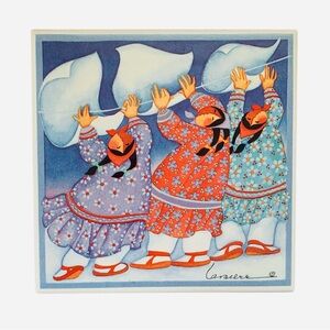 Barbara Lavalee Signed Ceramic Wall Art Tile Trivet Change Tides Three Sheets